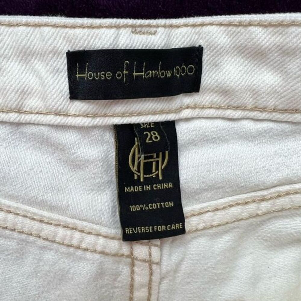 House Of Harlow 1960 Cream White High Rise Cutoff Jean Shorts Size 28 - Picture 6 of 7